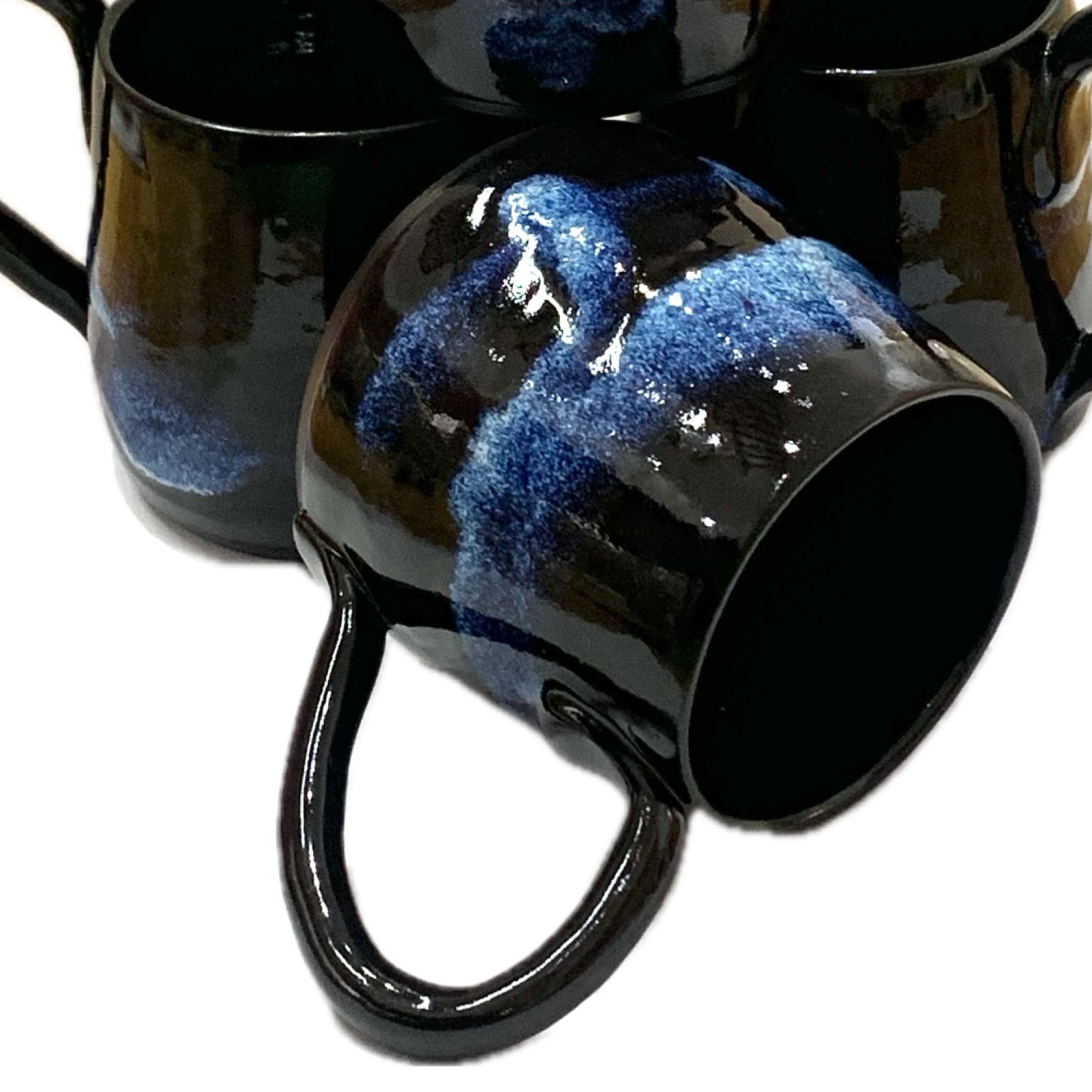 EARTH BY HAND- Black & Blue Glazed Mugs