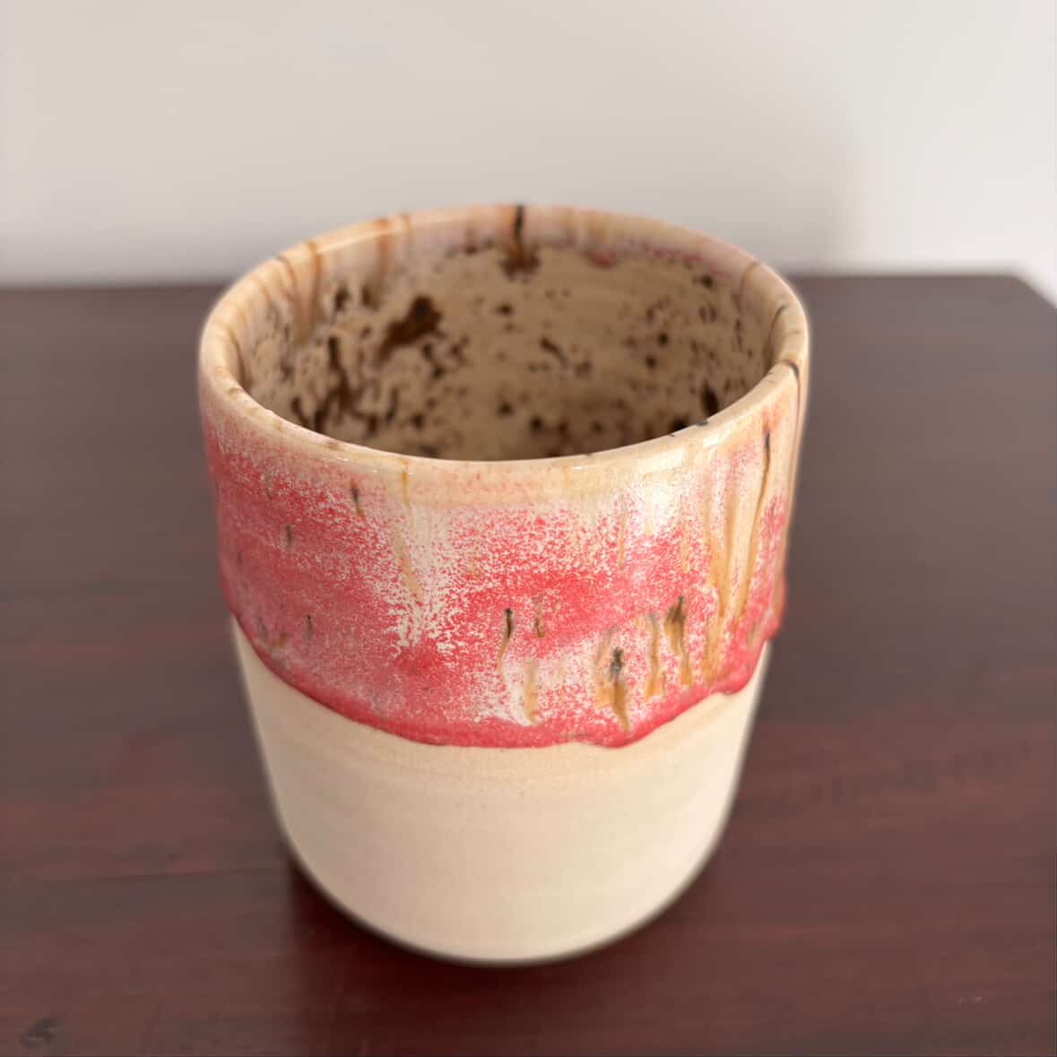 POTTERESS BY ALICIA - Wobbly Cup White Clay Pink with Brown Speckle #2