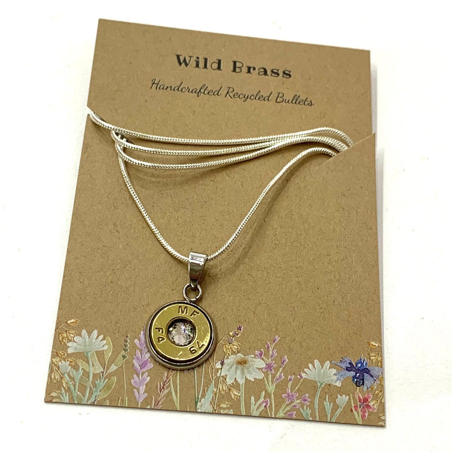 WILD BRASS- Pendant Necklace with Clear Swarovski Crystals