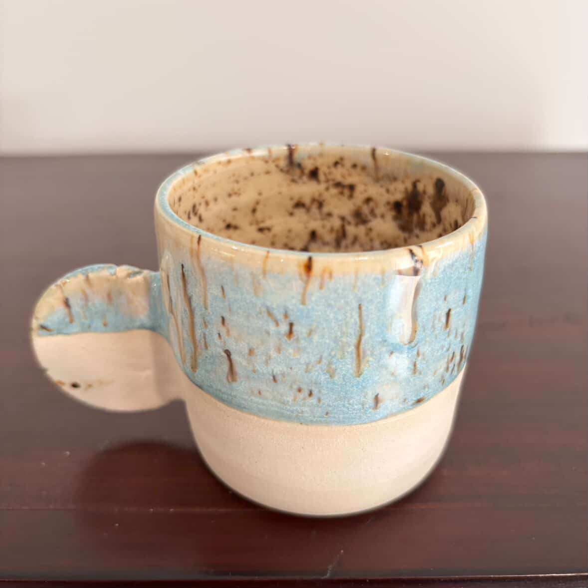 POTTERESS BY ALICIA - Tea Cup with Round Handle, Blue - Small