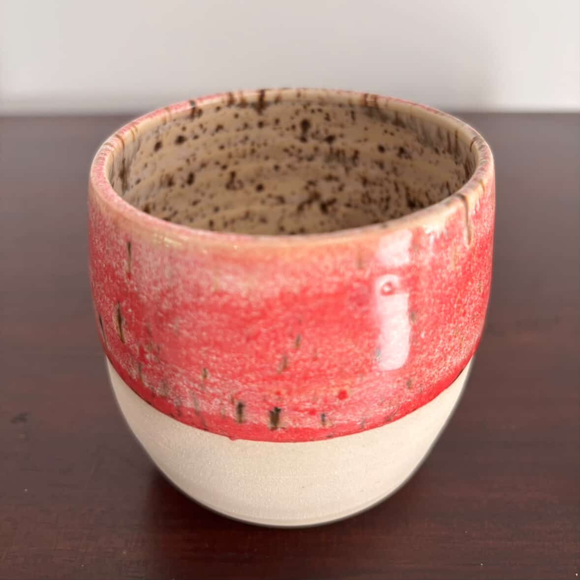 POTTERESS BY ALICIA - Wobbly Cup White Clay Pink with Brown Speckle #1