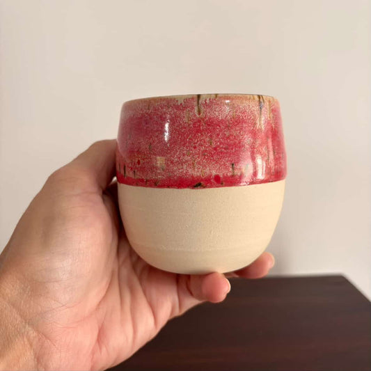 POTTERESS BY ALICIA - Wobbly Cup White Clay Pink with Brown Speckle #1