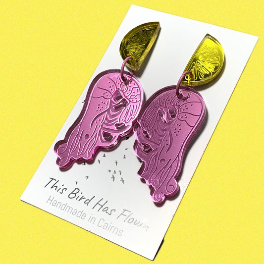 THIS BIRD HAS FLOWN - “Prawn Cocktail” DANGLE EARRINGS