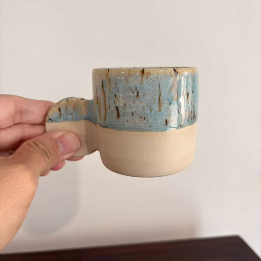 POTTERESS BY ALICIA - Tea Cup with Round Handle, Blue - Small