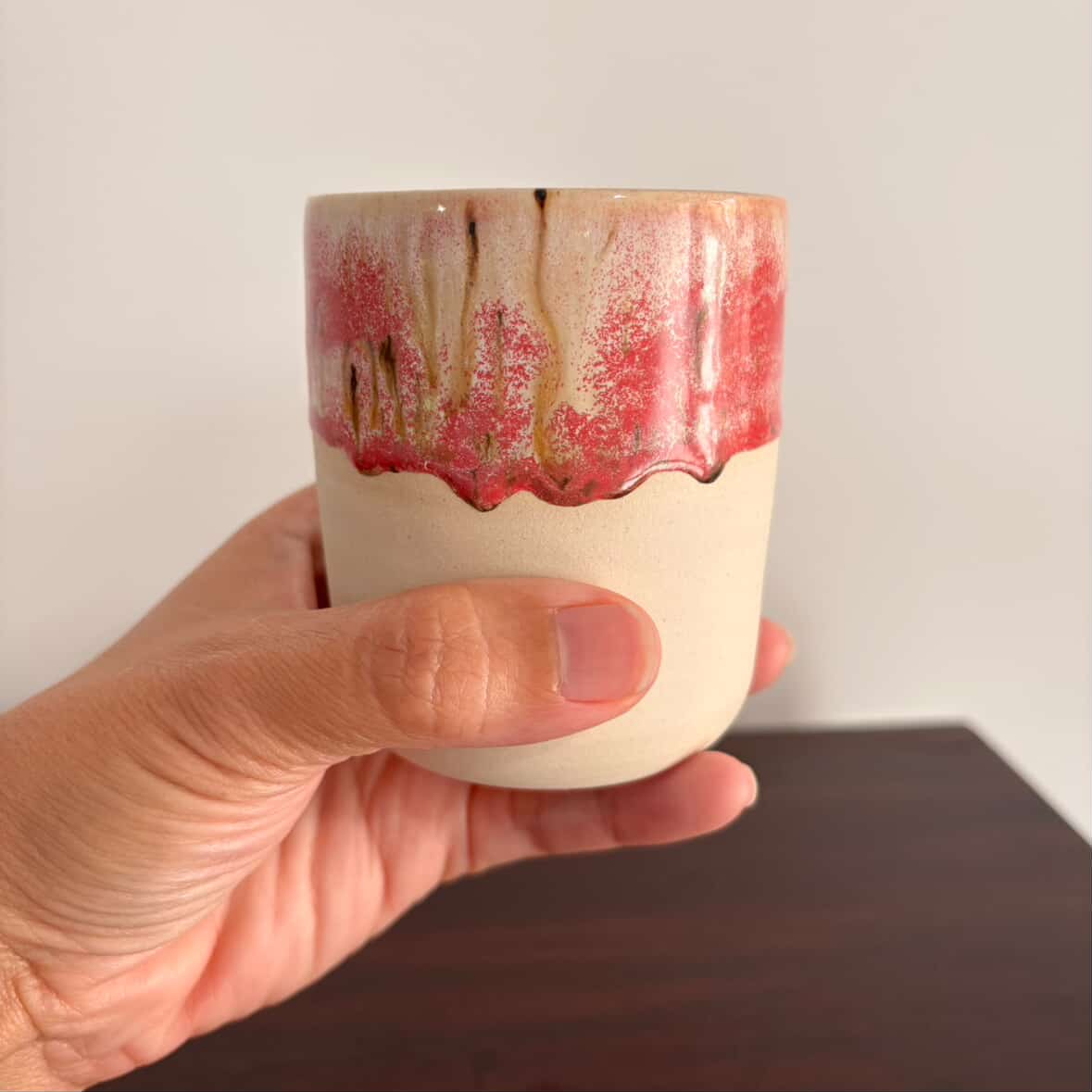 POTTERESS BY ALICIA - Wobbly Cup White Clay Pink with Brown Speckle #2