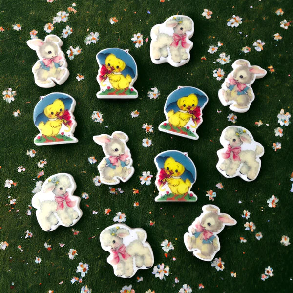 MAKIN' WHOOPEE VINTAGE EASTER STUDS - Bunny & Lamb