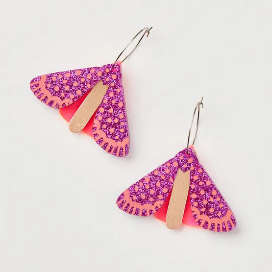 MARTHA JEAN - Moth Earrings - Magenta