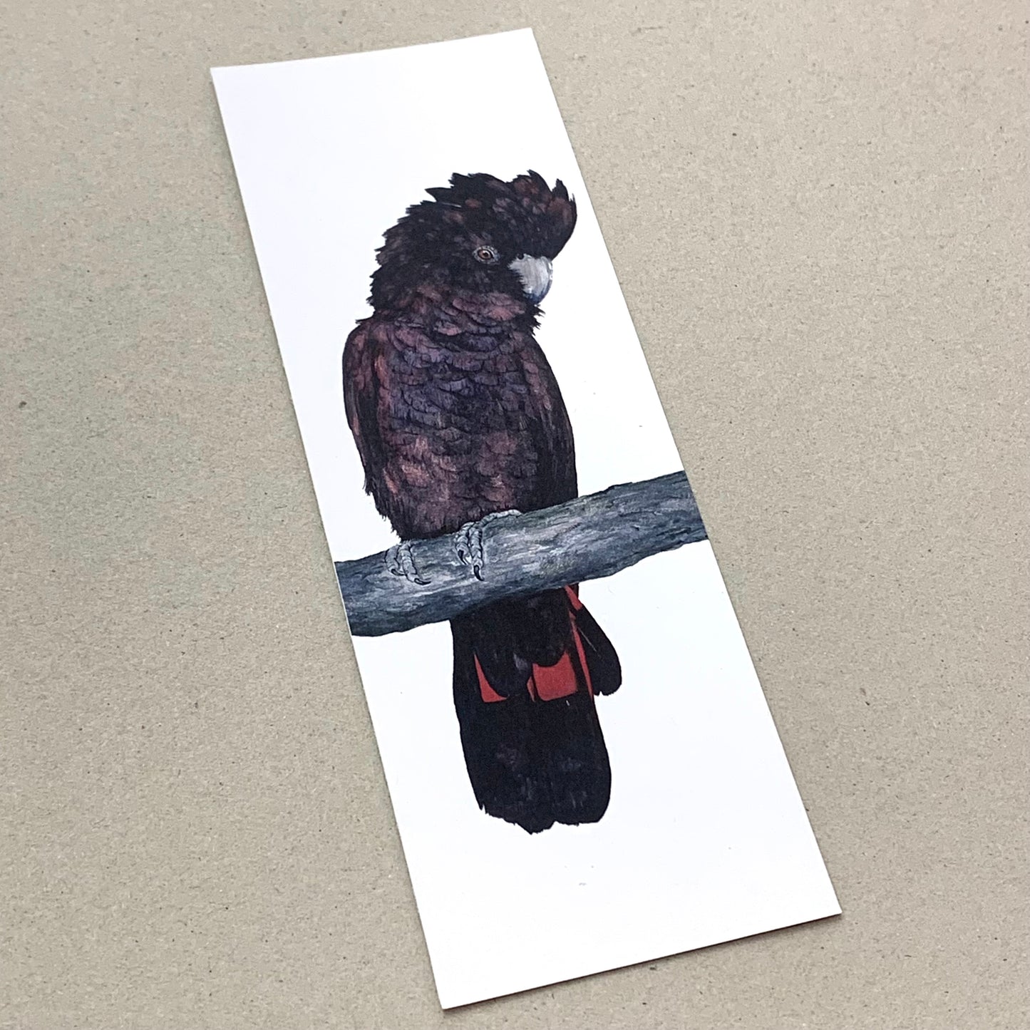 Shanna Trees Creations- "Red Tailed Black Cockatoo" Bookmark- White Paper