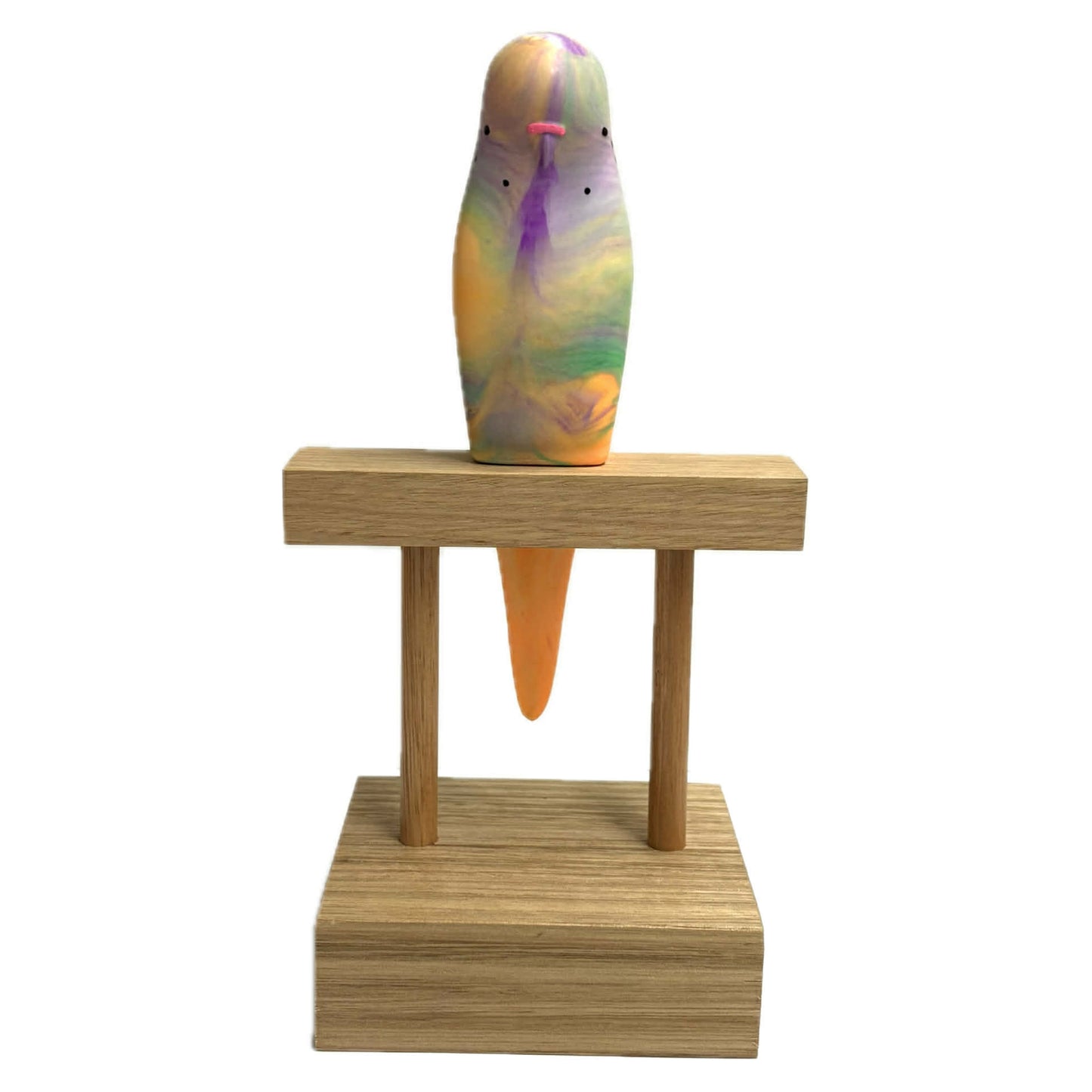 PETE CROMER - RESIN BUDGERIGAR #14 BUBBLEGUM COLOURFUL SWIRL