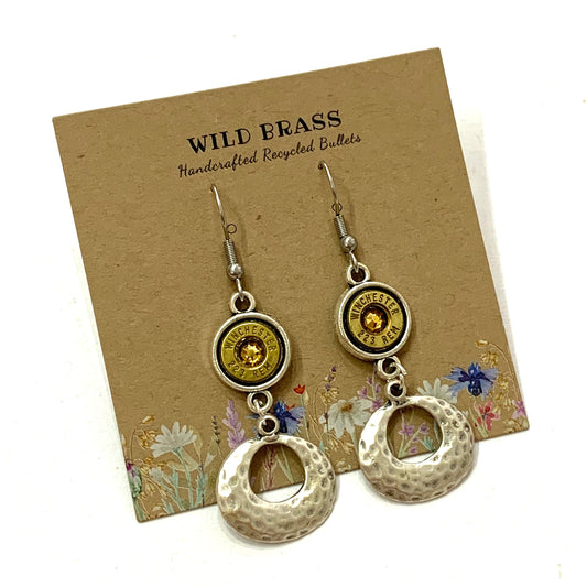 WILD BRASS- Charm Drops- Textured Organic Ring with Champagne Swarovski Crystals