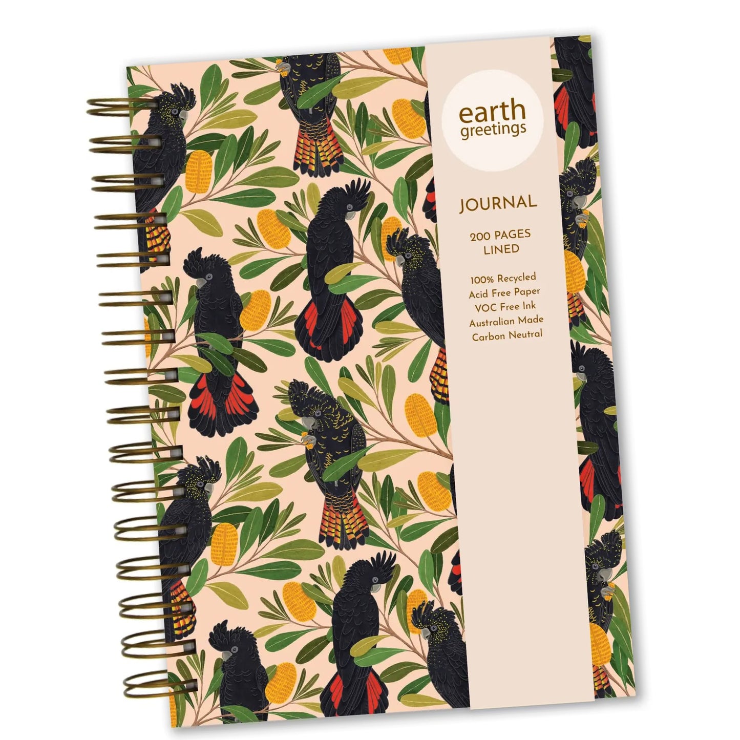 EARTH GREETINGS- Cockatoos & Banksia- A5 Lined Journal