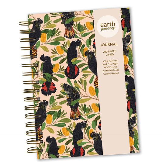 EARTH GREETINGS- Cockatoos & Banksia- A5 Lined Journal