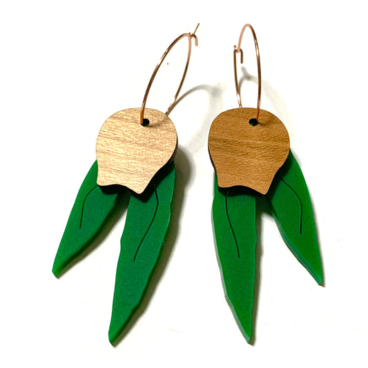 MAKIN' WHOOPEE - "Goody Gum Drops" - Hoop Dangles- Cedar Wood & Jungle Green