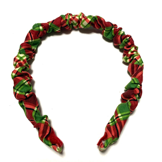 THIS BIRD HAS FLOWN -  SMALL CHRISTMAS SCRUNCHIE HEADBANDS- Festive Tartan