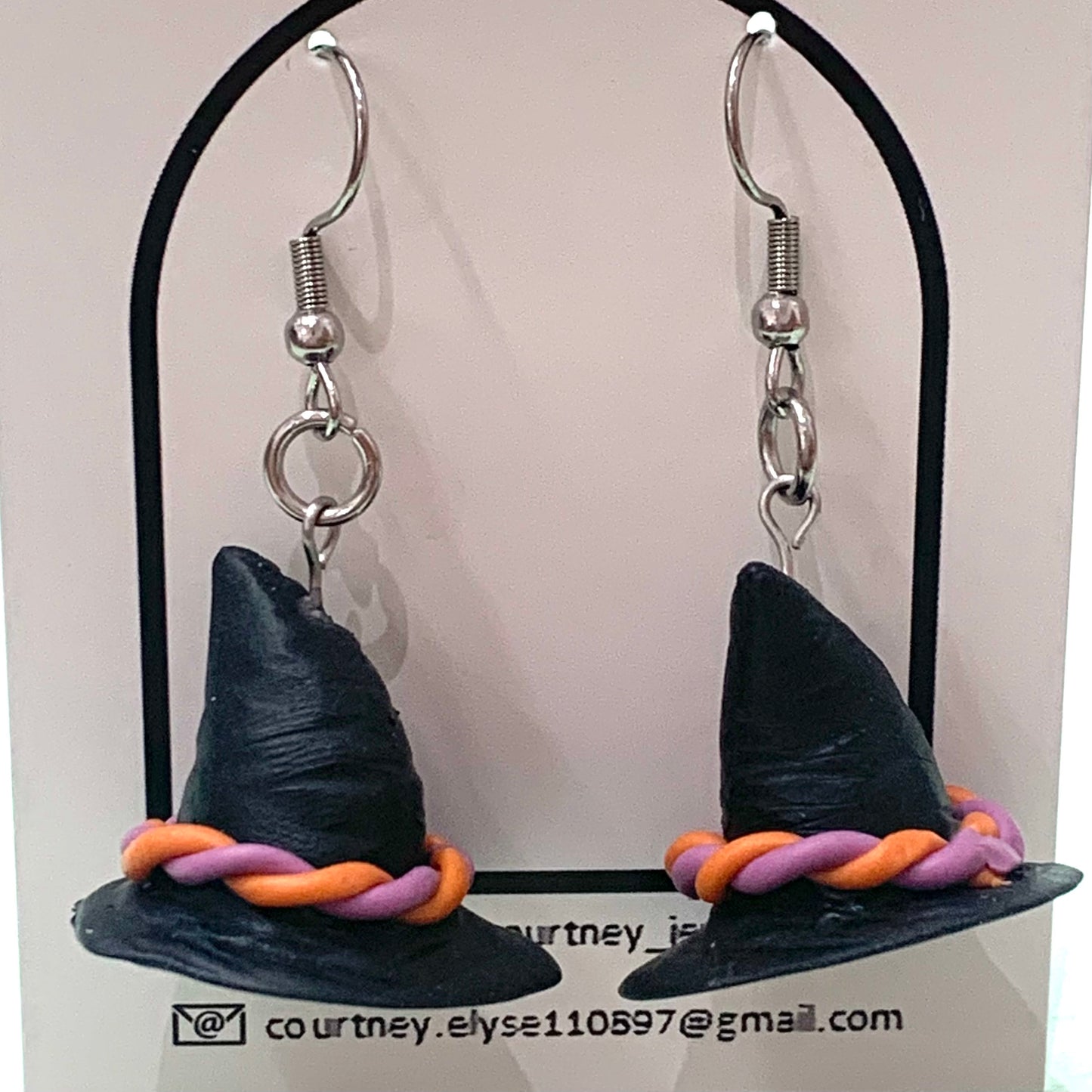 CRAFTED BY COURTNEY- Handmade Witches Hat Polymer Clay Earrings