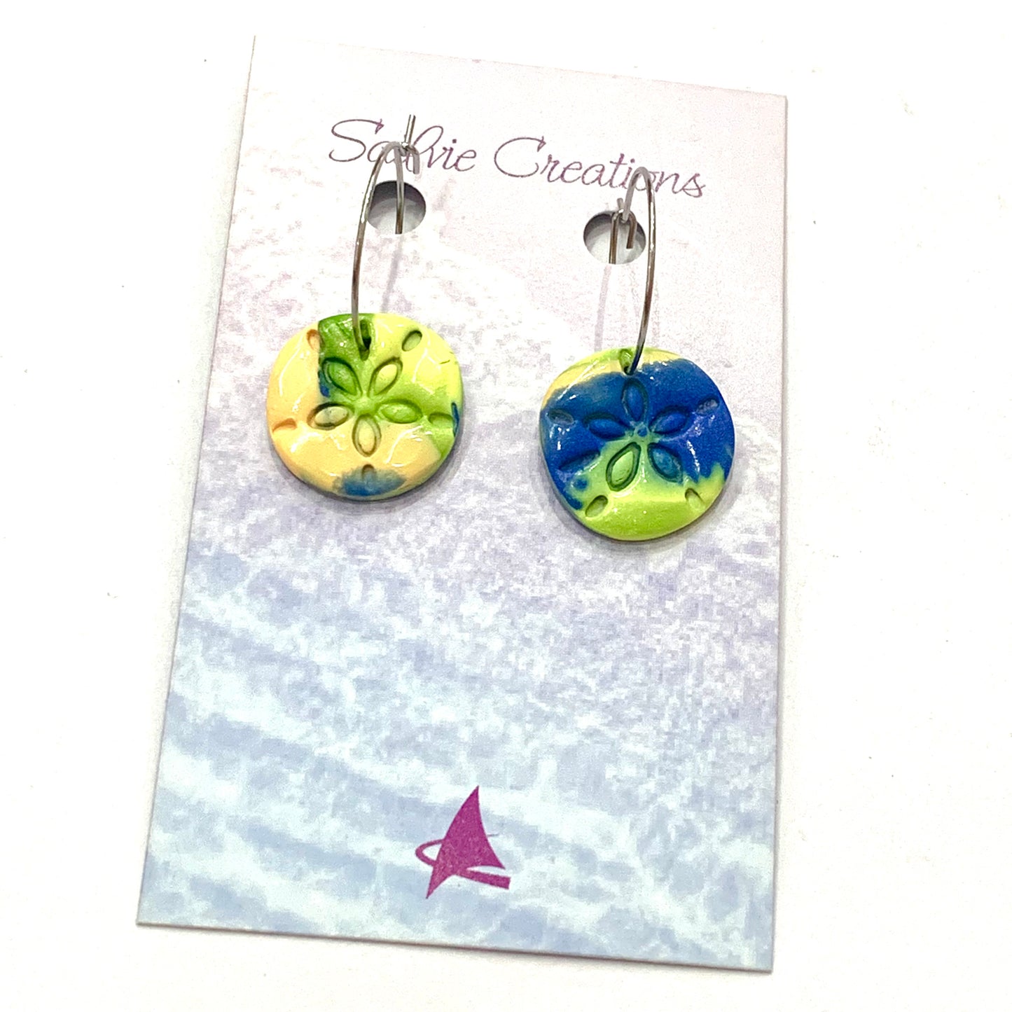 Sailvie Creations - Sand Dollar Hoop Dangle Earrings