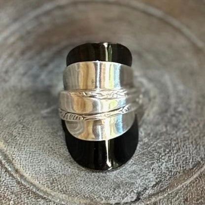 MOLLY MADE- Saddle Spoon Ring #12- Floral Border