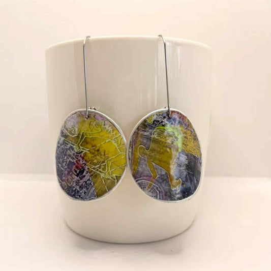 EDIE & BILL- AVA 1 SINGLE DROP- Recycled Coffee Pod & Magazine Earrings