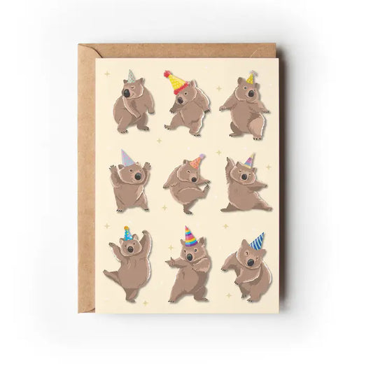 Green Mini Creative - Greeting Cards- Dancing Wombats Birthday Card