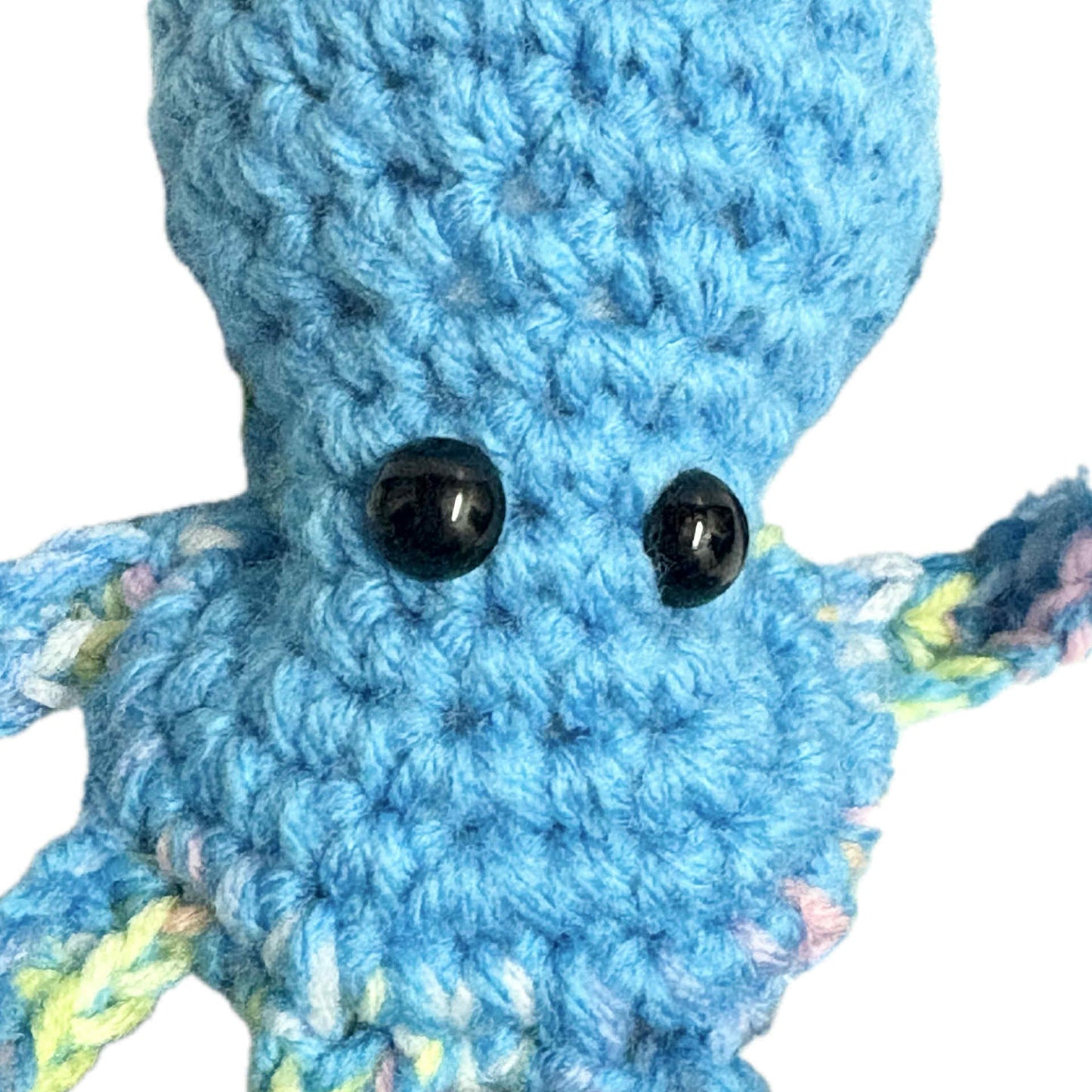 BEAKNITS- CROCHETED OCTOPUS - blue with rainbow tenticles