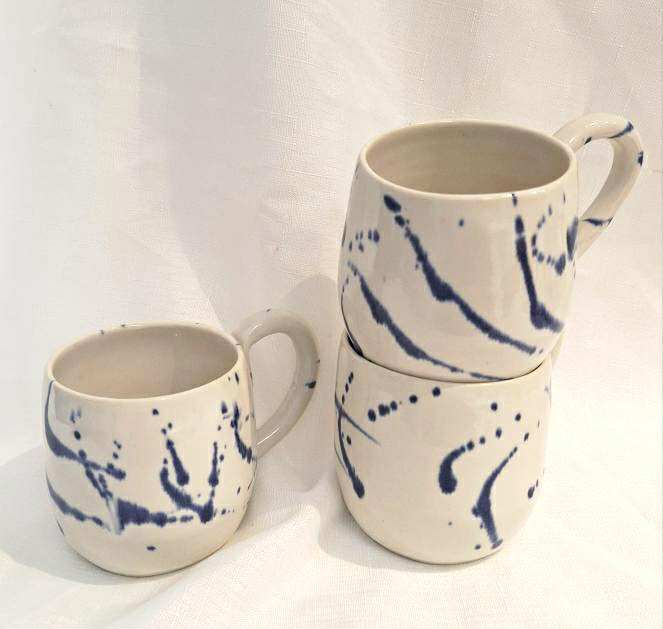 EARTH BY HAND- Hand Painted Blue Splash Mugs