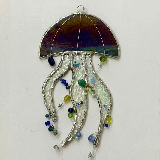 SWAN GLASS -STAINED GLASS JELLYFISH - RAINBOW