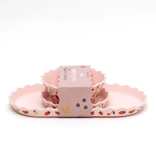 CHINO CLUB- Pink Fruits Silicone Bowl and Plate Set