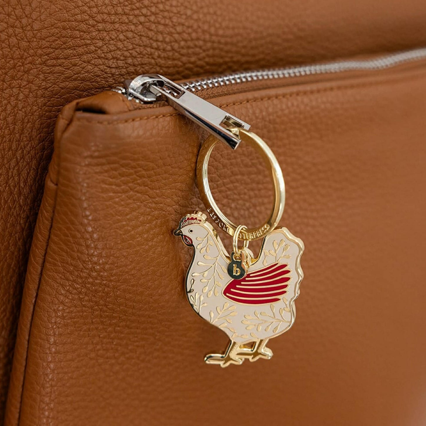 BESPOKE LETTERPRESS - Chicken - Enamel Key Ring