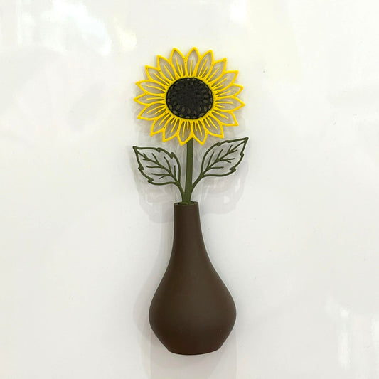 DWAYNSKI.3D - SUNFLOWER - MAGNETIC BUD VASE WITH PRINTED FLOWER STEM
