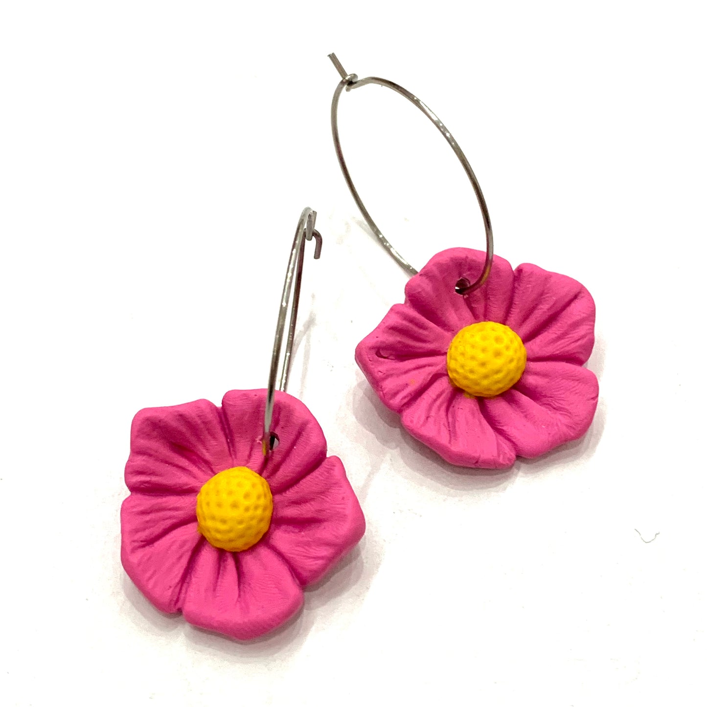 CRAFTED BY COURTNEY- Pink Flower Hoops