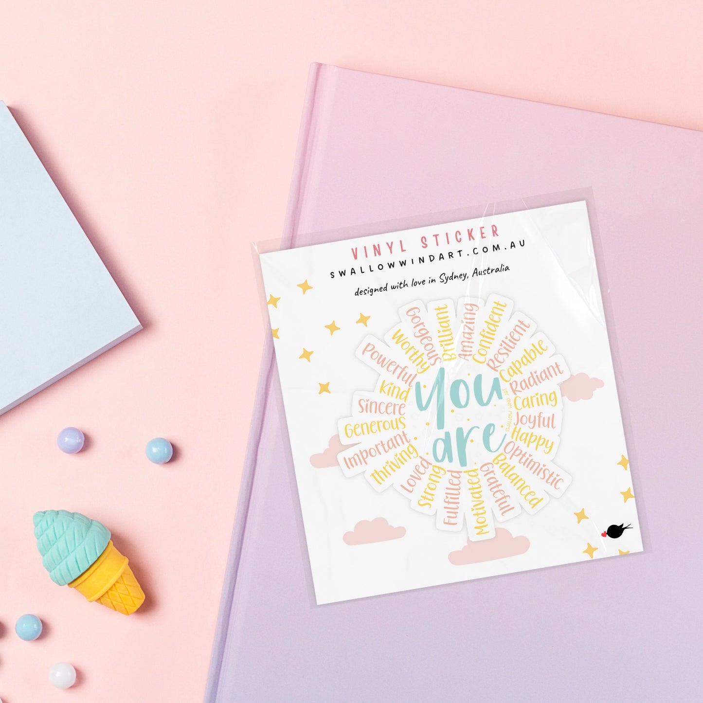 SWALLOW WIND ART - YOU ARE SUN AFFIRMATION - VINYL STICKER