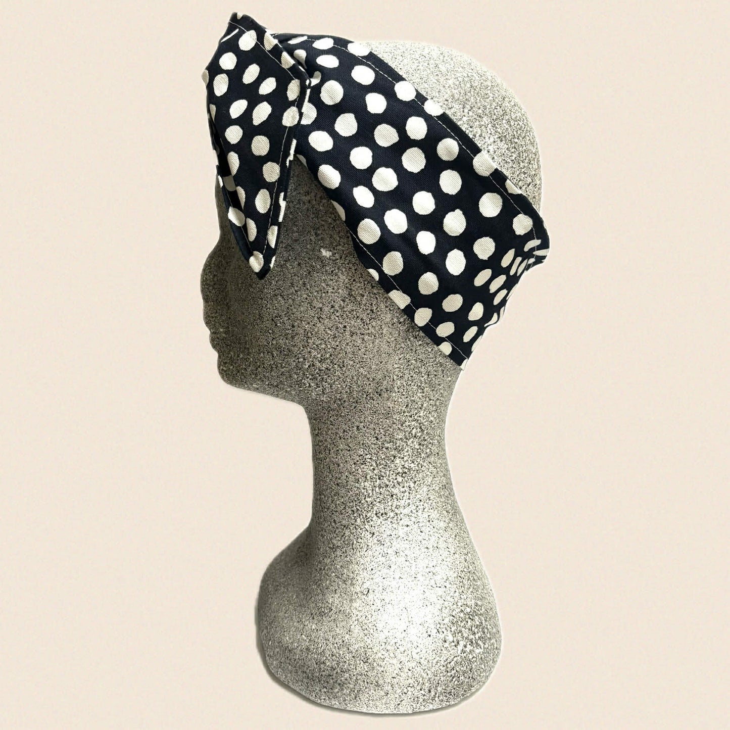 OH SEW ROSY: WIRE HEADBAND - Black/Navy Spotty
