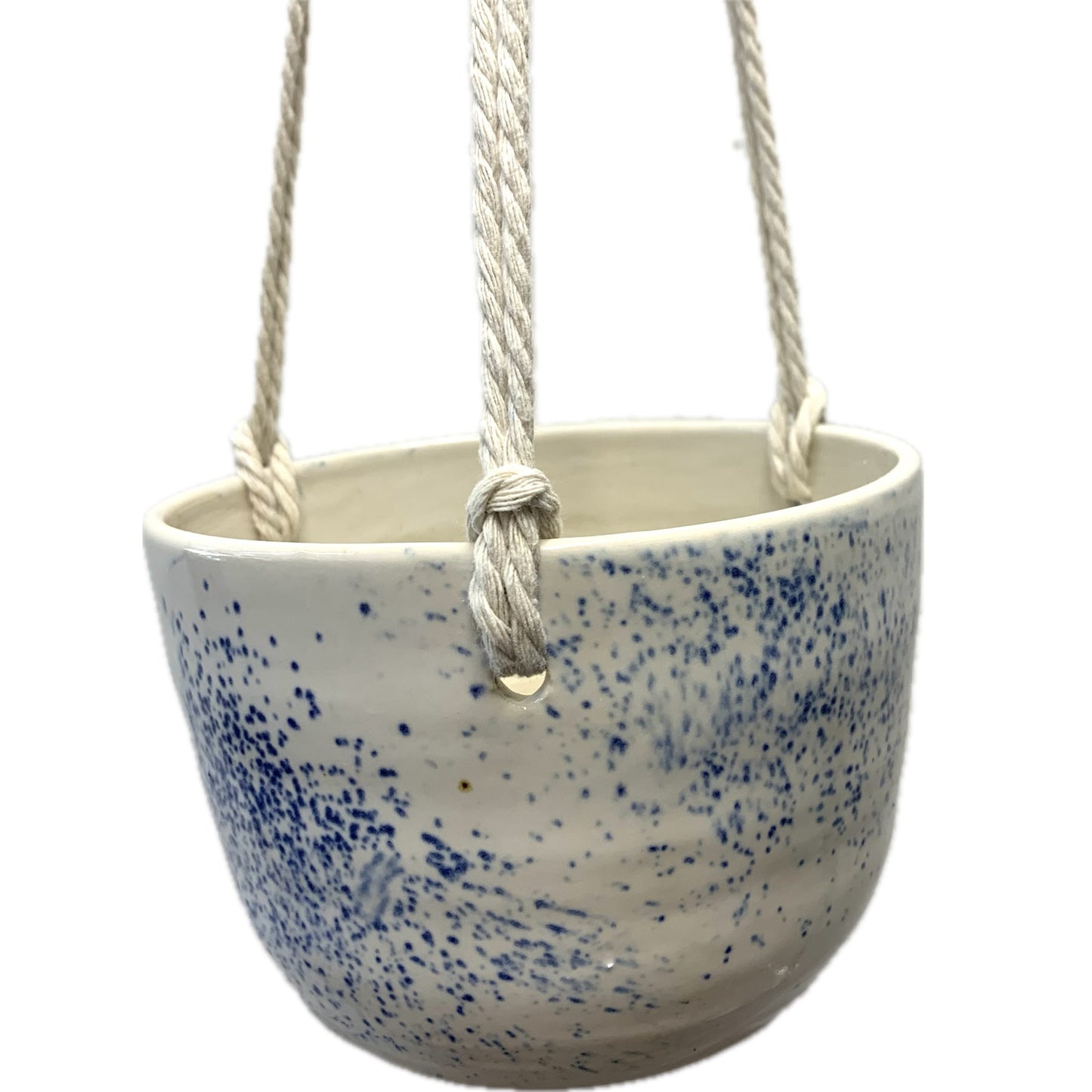 EARTH BY HAND- Blue & White Hanging Planter- #1