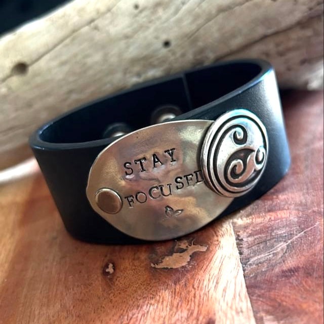 MOLLY MADE- "Stay Focused" Upcycled Spoon & Recycled Leather Cuff