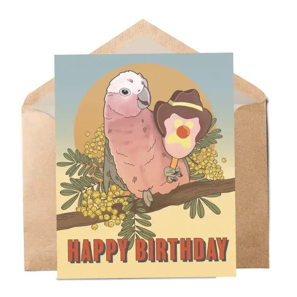 Green Mini Creative - Greeting Cards- Galah & Bubble-O Bill Birthday Card