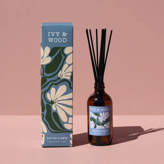 IVY & WOOD - Cactus Flower Reed Diffuser- Flora Collection