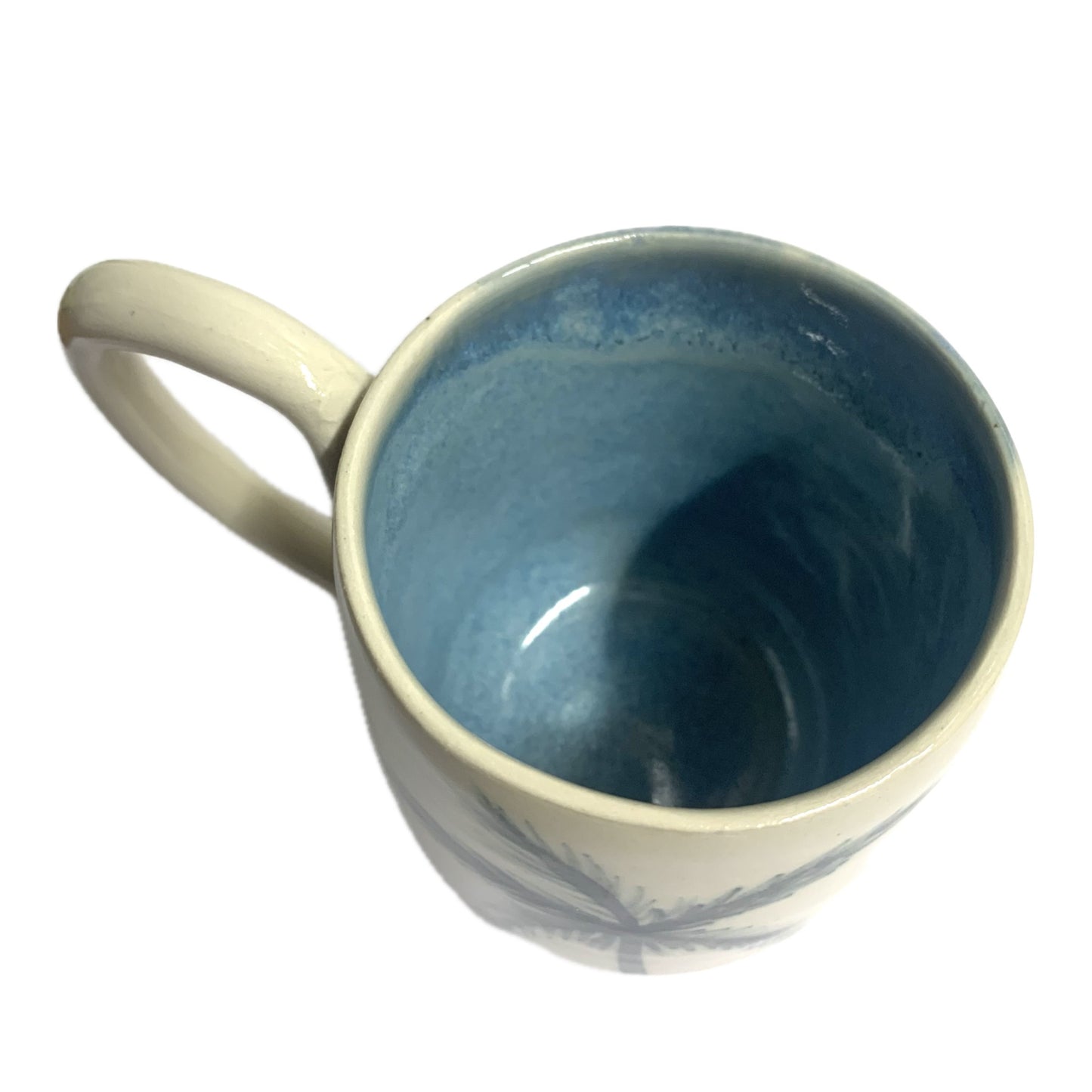 EARTH BY HAND- Palm Tree Mugs- White with Blue Inside