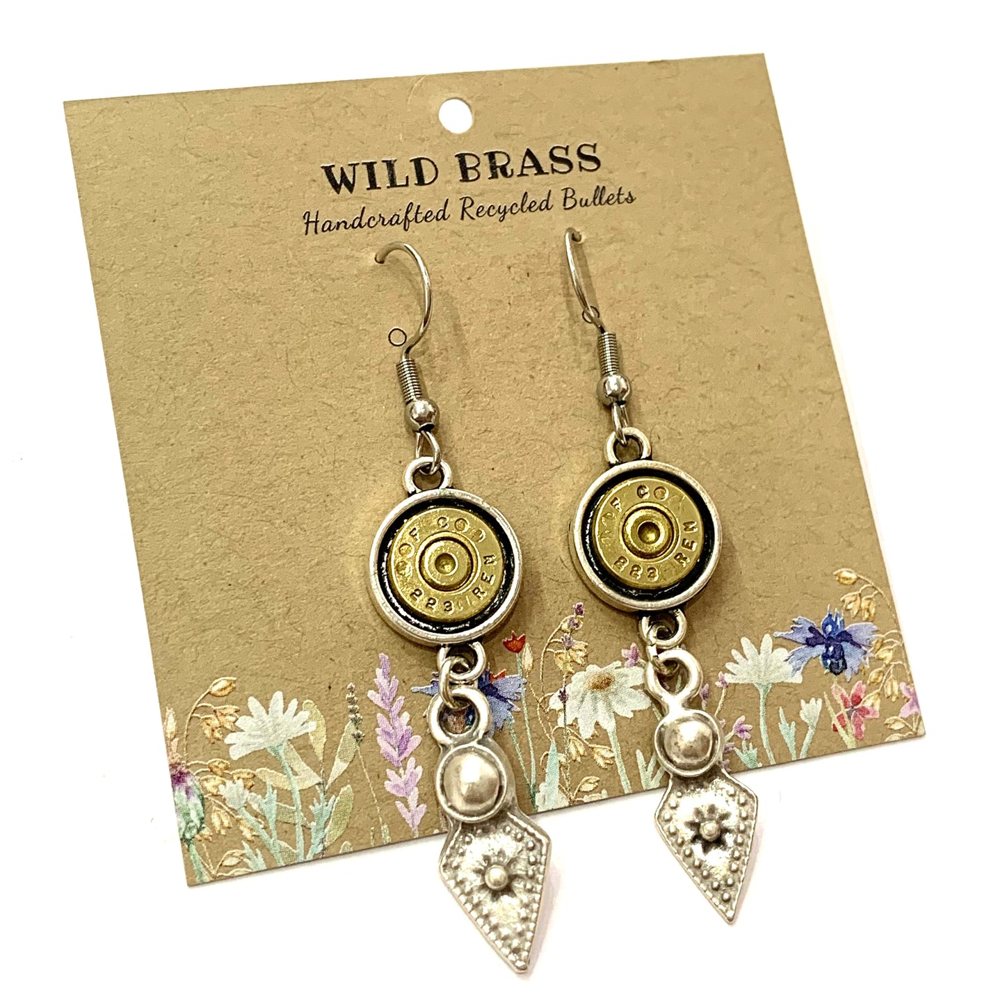 WILD BRASS- Charm Drops- Diamonds with Clear Swarovski Crystals