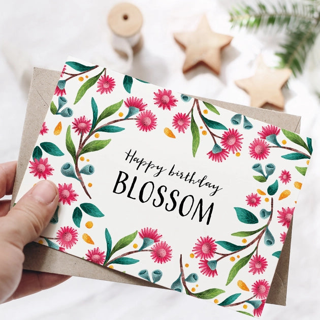 Stray Leaves- Happy Birthday Blossom Card