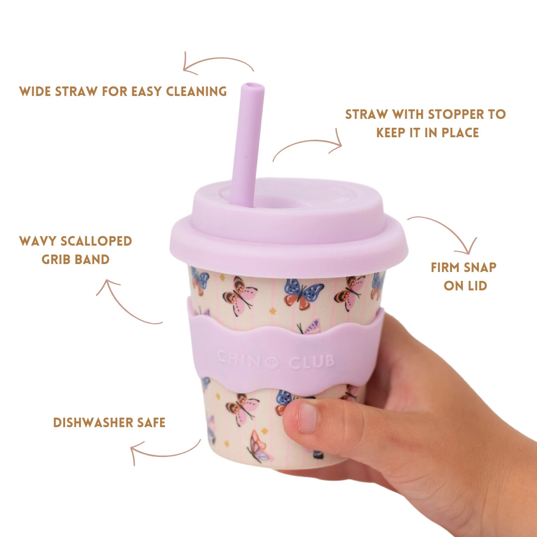 CHINO CLUB- Kids 4oz Reusable Babychino Cup- Butterfly