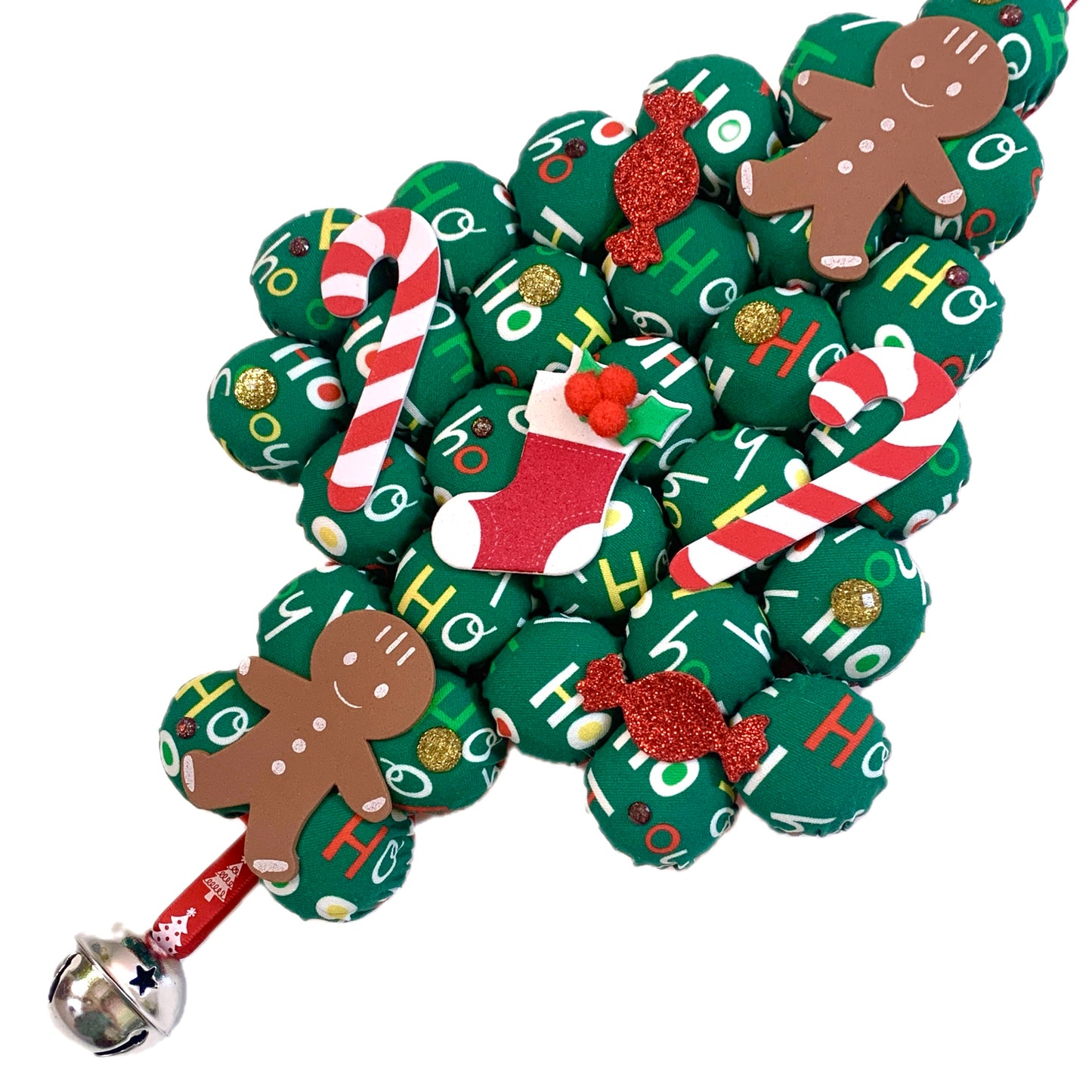 MUMMA WHOOPEE- "HO HO HO TREE"- SMALL BOTTLE TOP CHRISTMAS TREE WALL HANGING