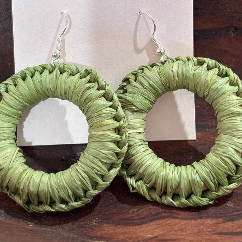 WEAVED BY ME - Indigenous Woven Biggies Hoop Earrings- Apple Green