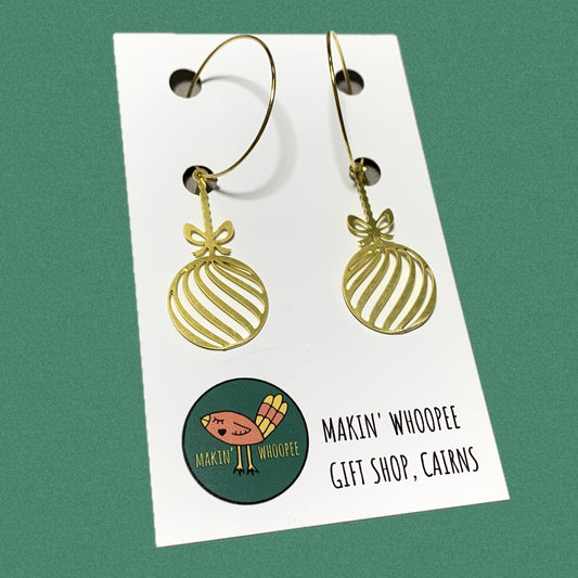 MAKIN' WHOOPEE - “GOLD BAUBLES" CHRISTMAS HOOP DANGLES