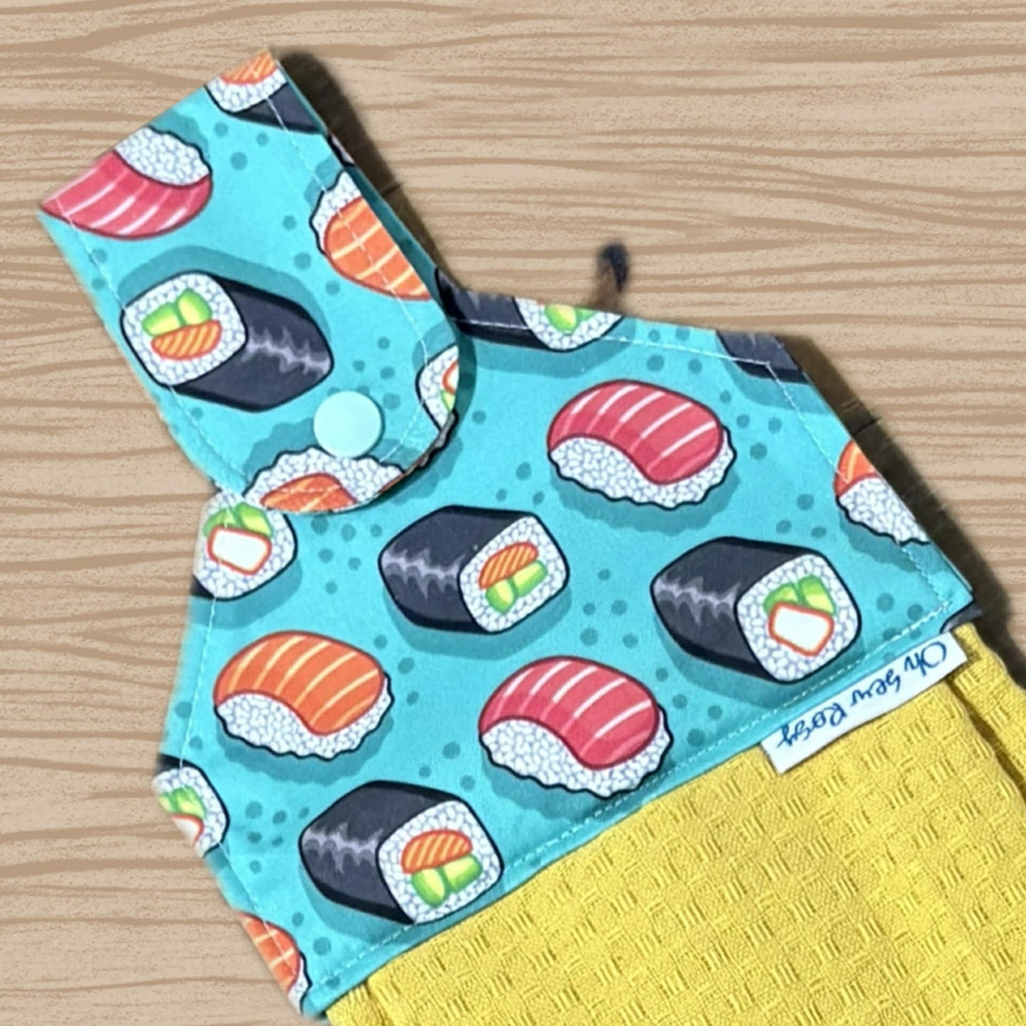 OH SEW ROSY: Hanging Towels - Sushi - mustard towel