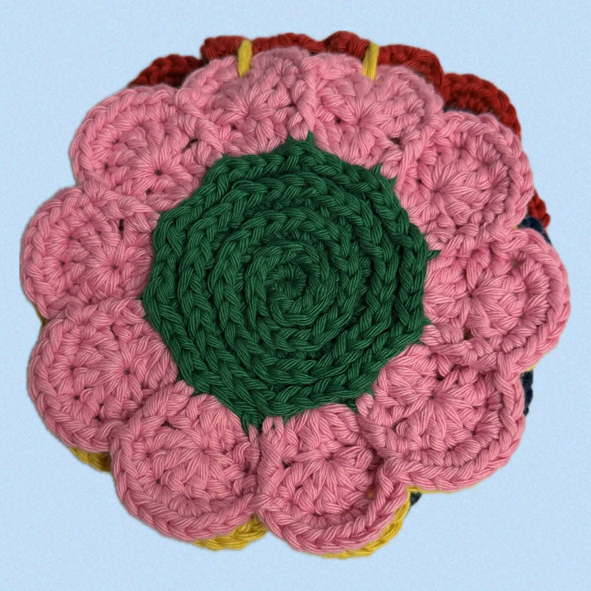 FIBRESCAPE - Crochet Flower Coasters - Set of 4