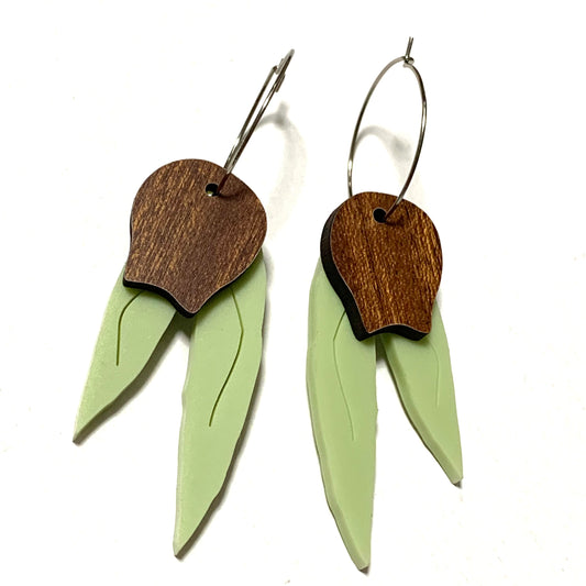 MAKIN' WHOOPEE - "Goody Gum Drops" - Hoop Dangles- Cherry Wood & Eucalypt Green