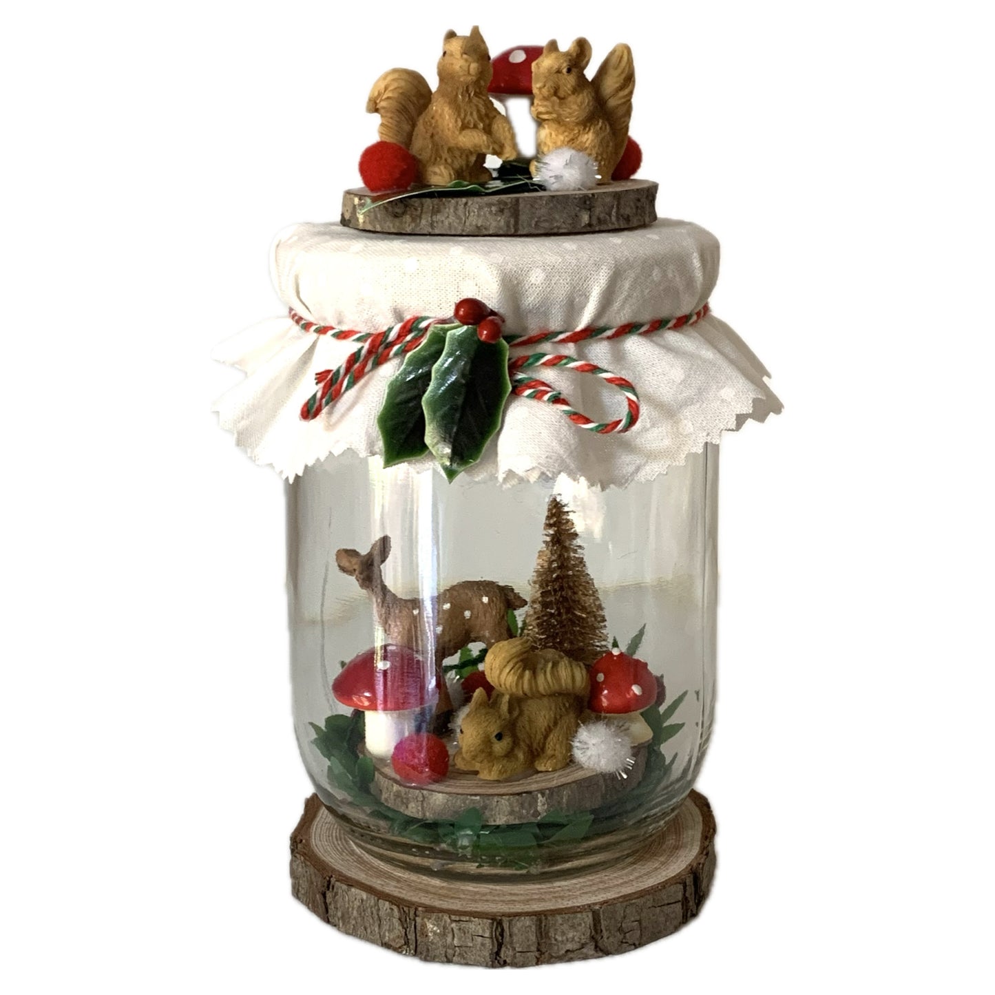 THIS BIRD HAS FLOWN- Christmas Jar Decoration- Medium Woodland Squirrels