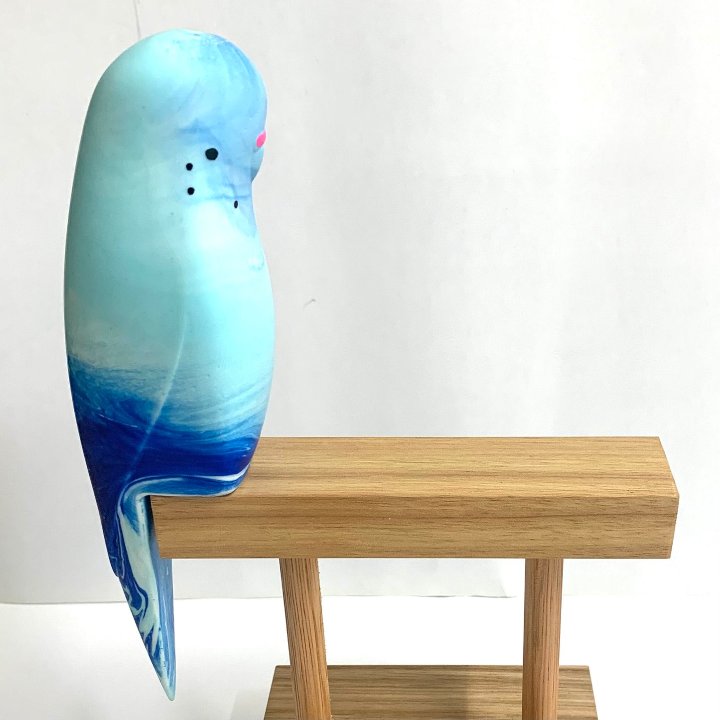 PETE CROMER - RESIN BUDGERIGAR #1 - Blue Ocean Swirl