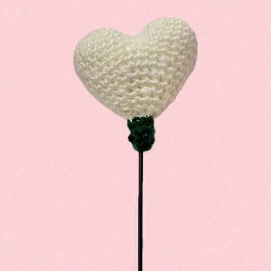 HOOKED BY JEN- Heart Flower Single - White