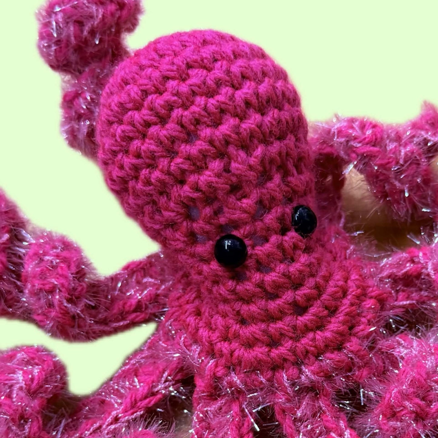 BEAKNITS- CROCHETED OCTOPUS - Dark Pink Tinsel